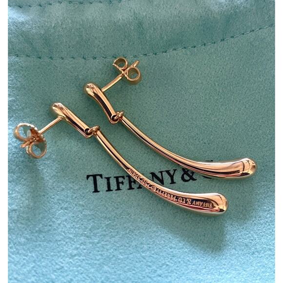 Tiffany & Co. 18k Yellow Gold Elsa Peretti Elongated Teardrop Dangle Earrings - Picture 3 of 12